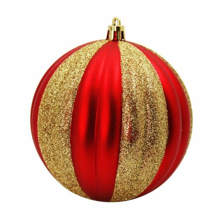 QUEENS OF CHRISTMAS Ball Ornaments Red & Gold, 12PK ORNPK-STRPB-TRAD-12